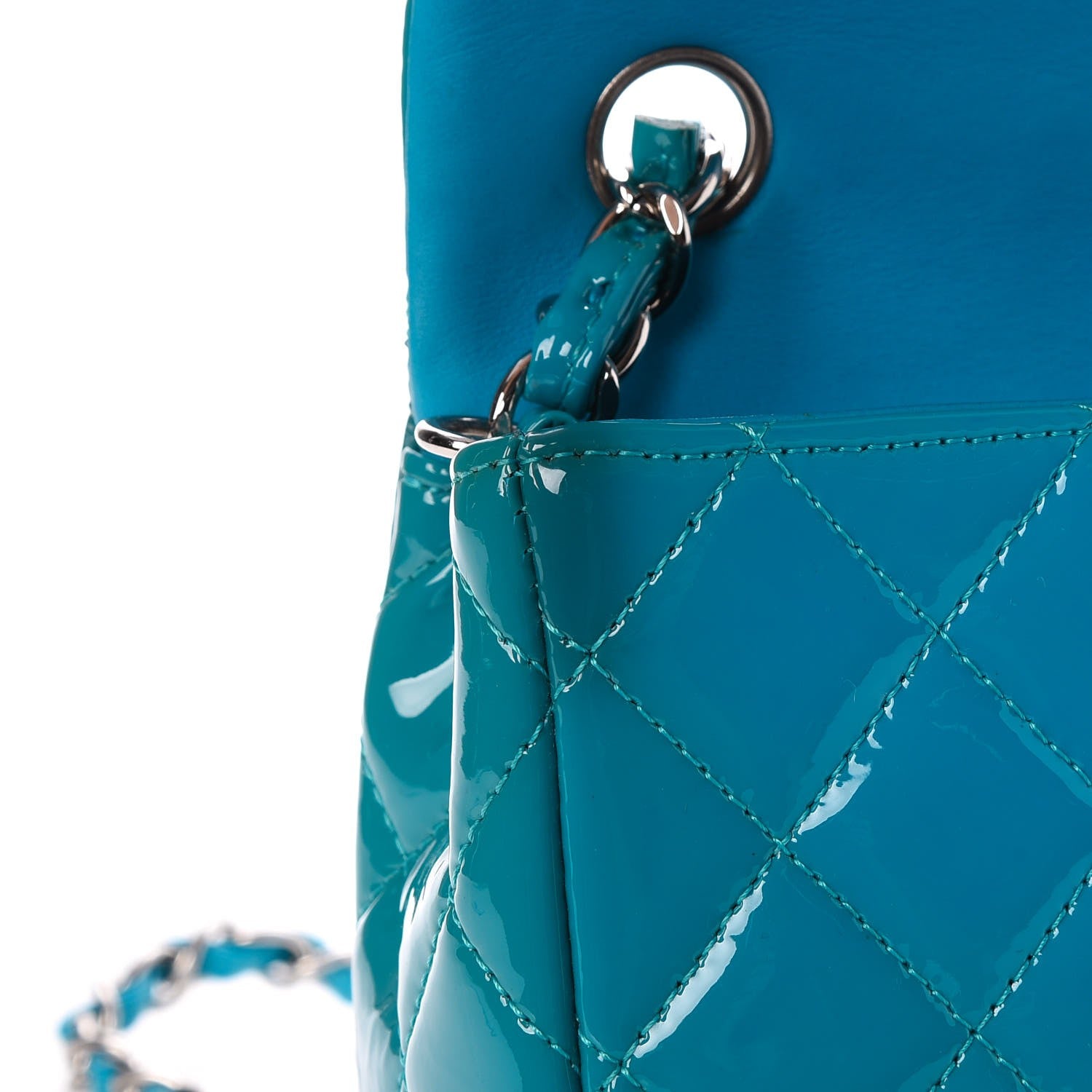 Chanel Patent Quilted Mini Rectangular Flap Turquoise 9 of 10