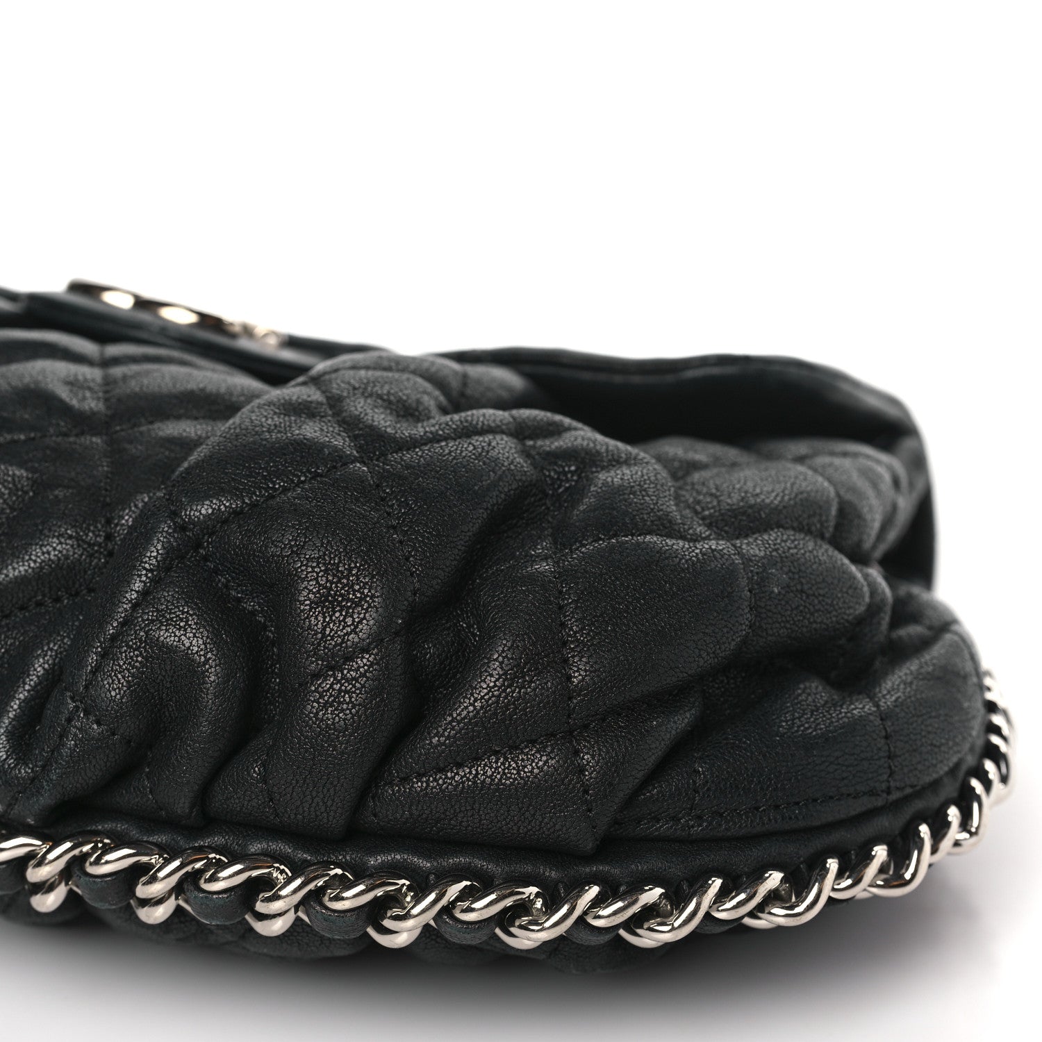 Chanel Washed Lambskin Quilted Chain Around Flap Black 9 of 9