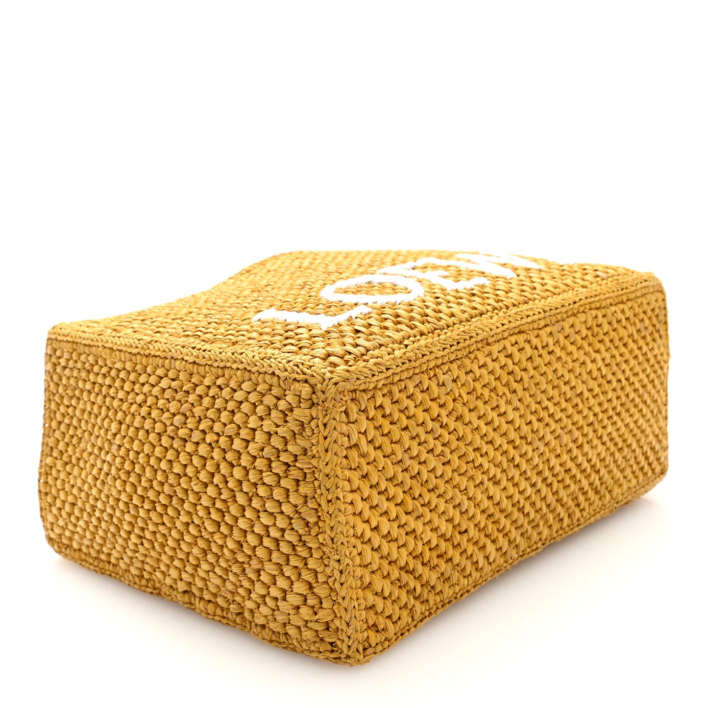 X PAULA'S IBIZA Raffia Font Tote Ochre