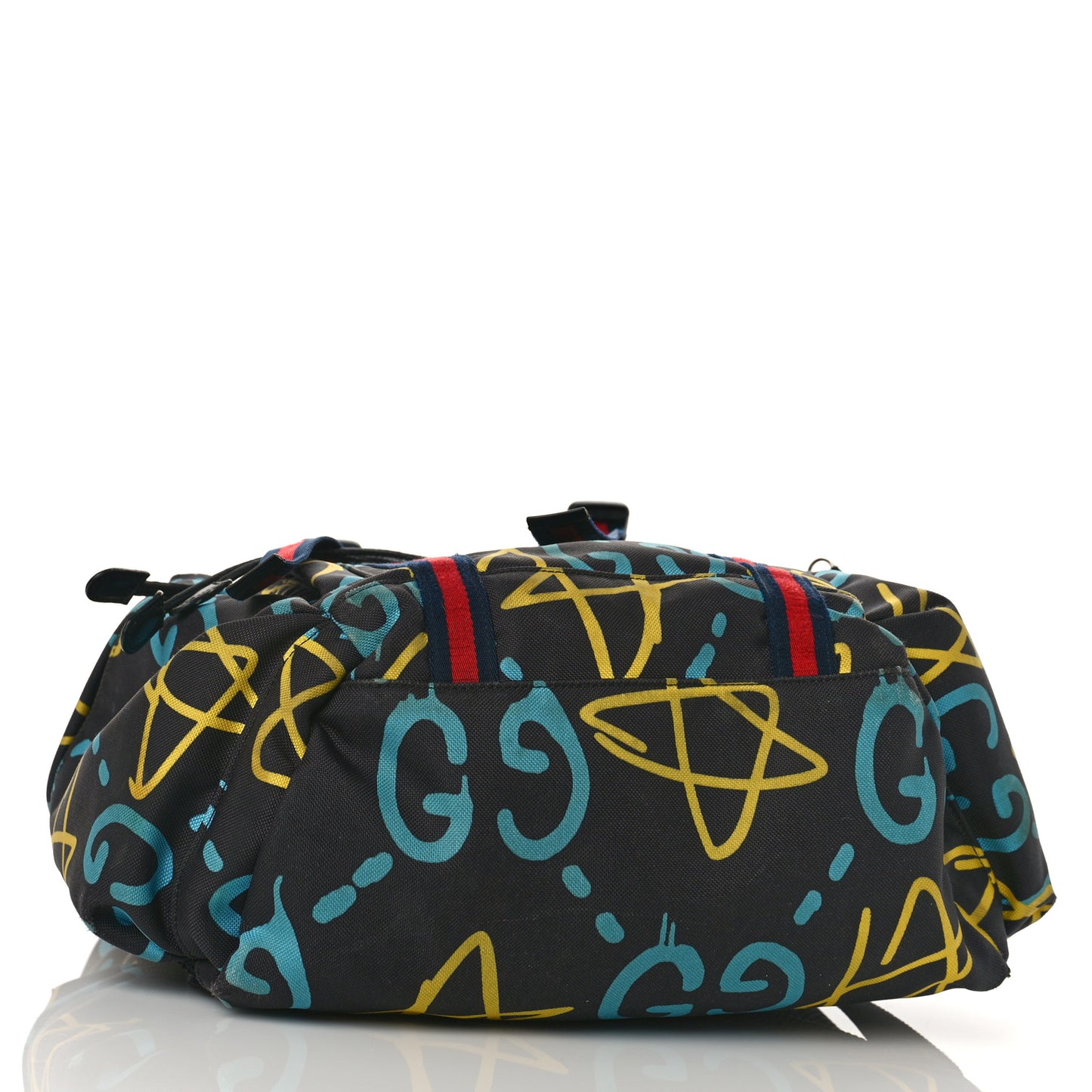 Techno Canvas GucciGhost Double Buckle Backpack Black New Acquamarine
