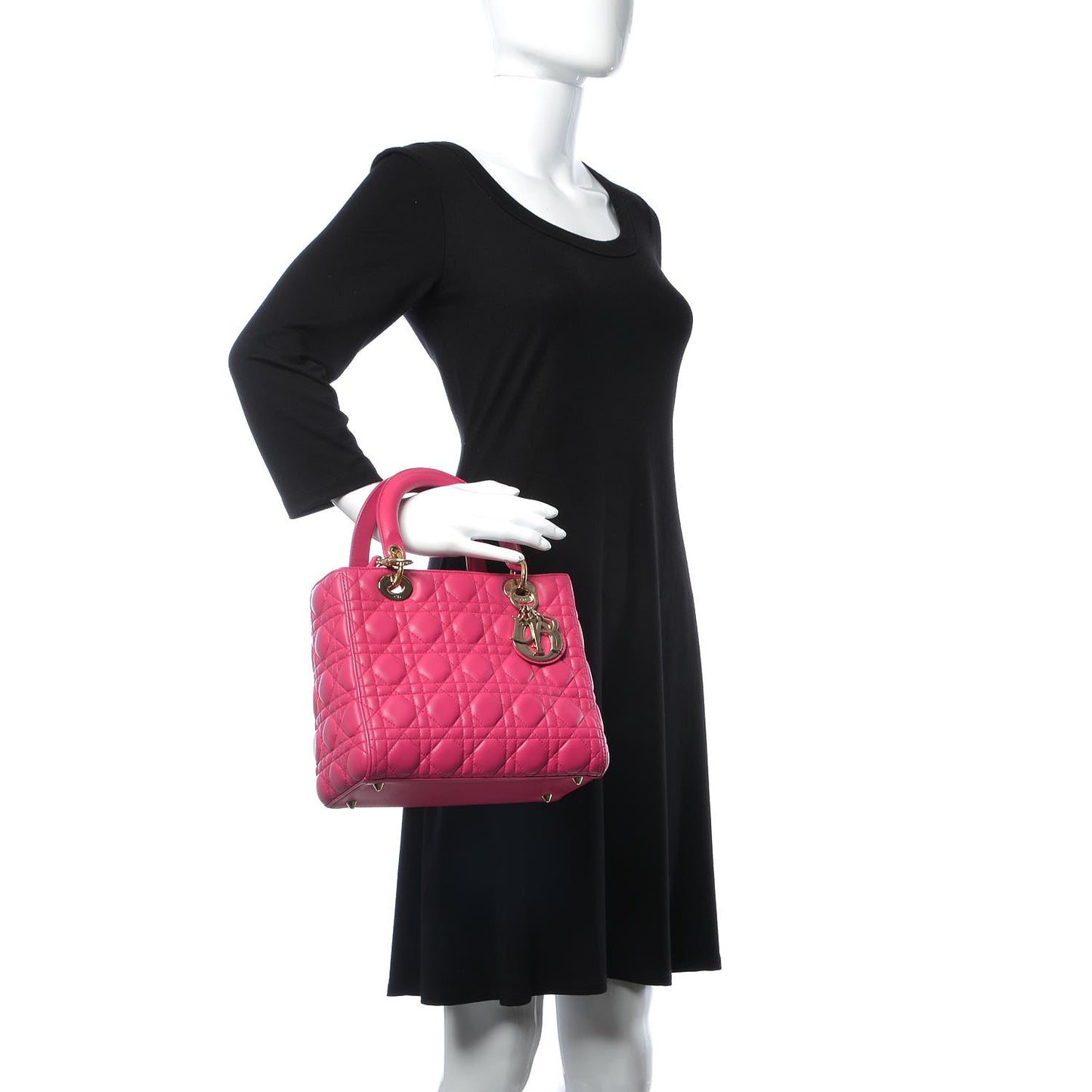 Lambskin Cannage Medium Lady Dior Pink