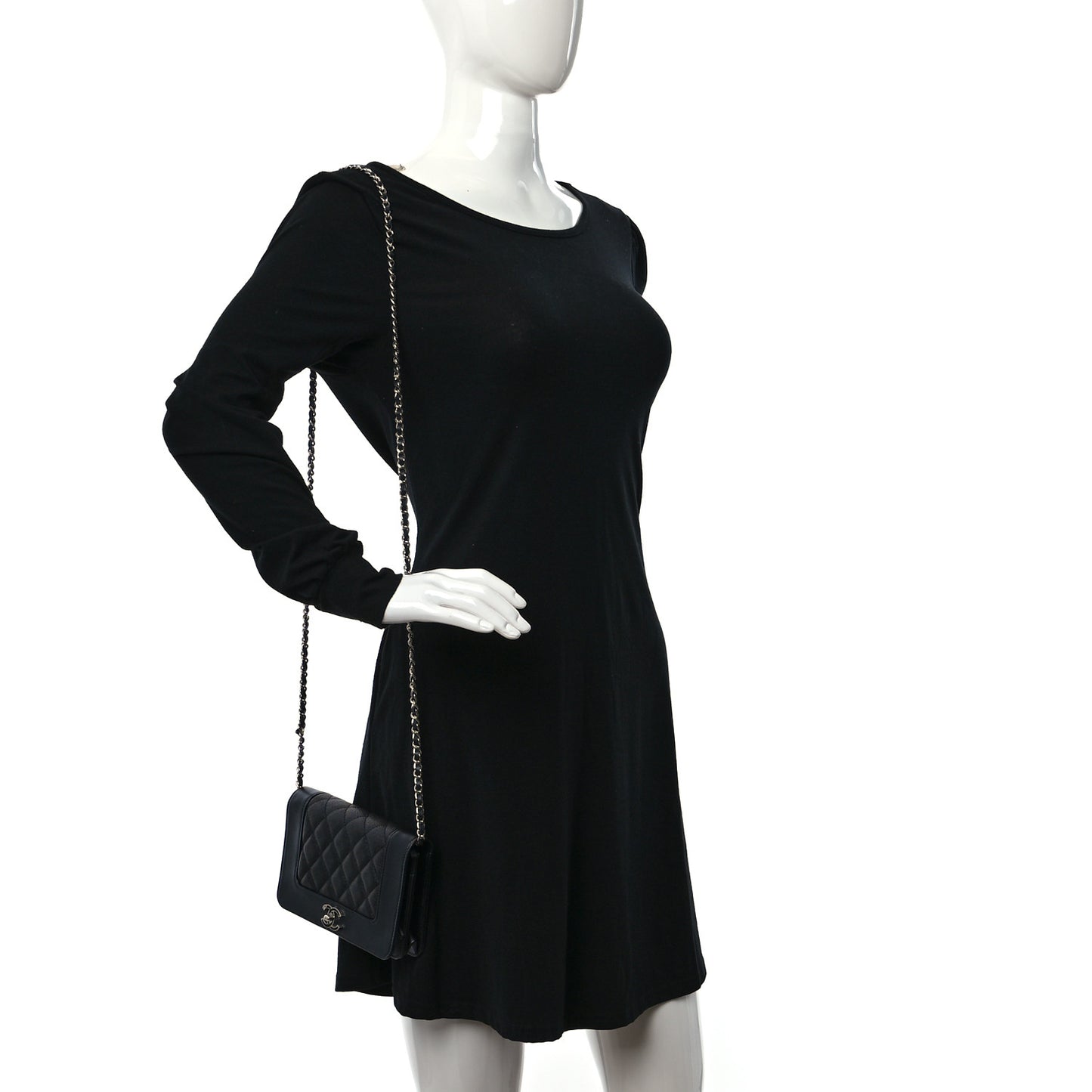 Caviar Quilted Vintage Mademoiselle Wallet On Chain WOC Black