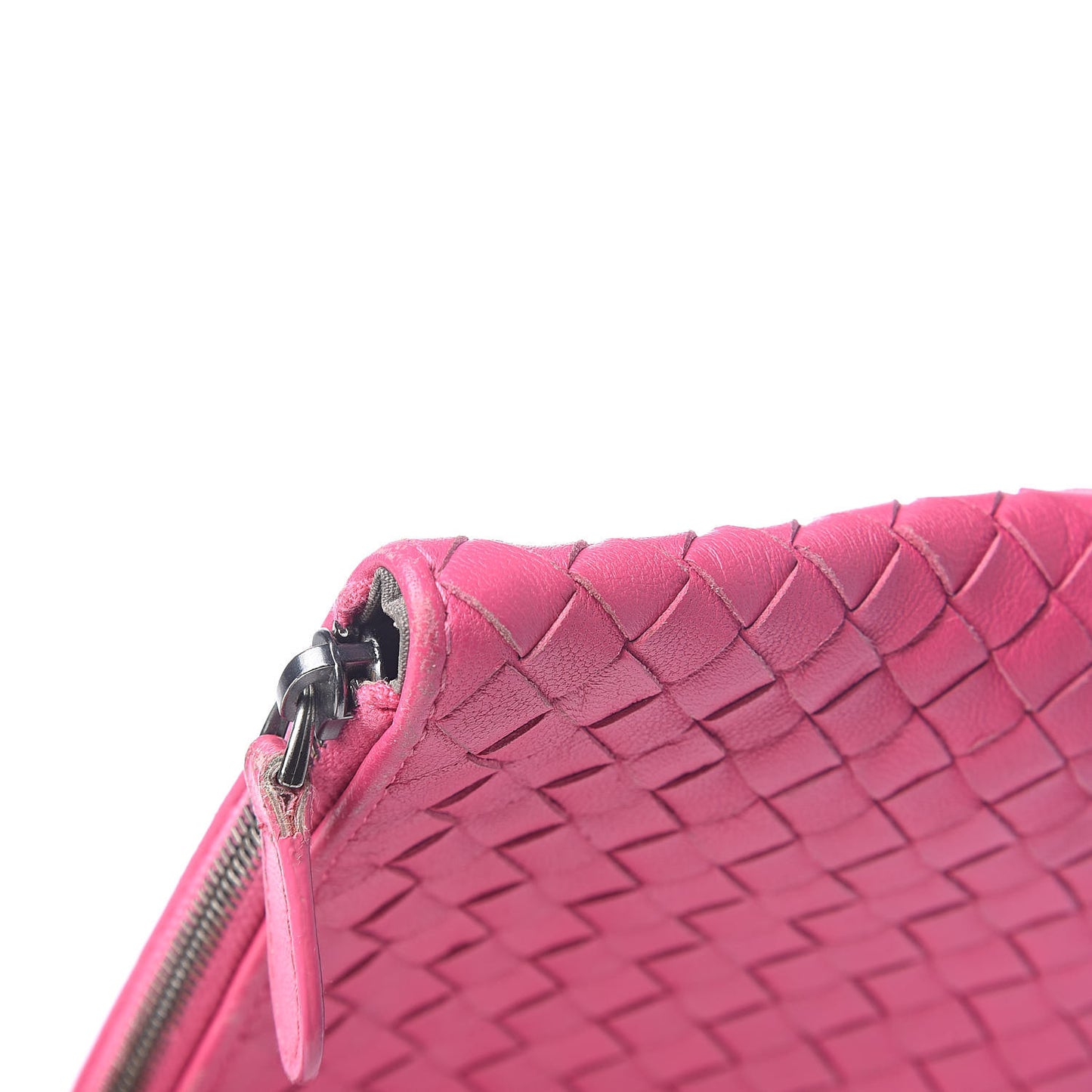 Nappa Intrecciato Flat Zip Pouch Rosa Shock