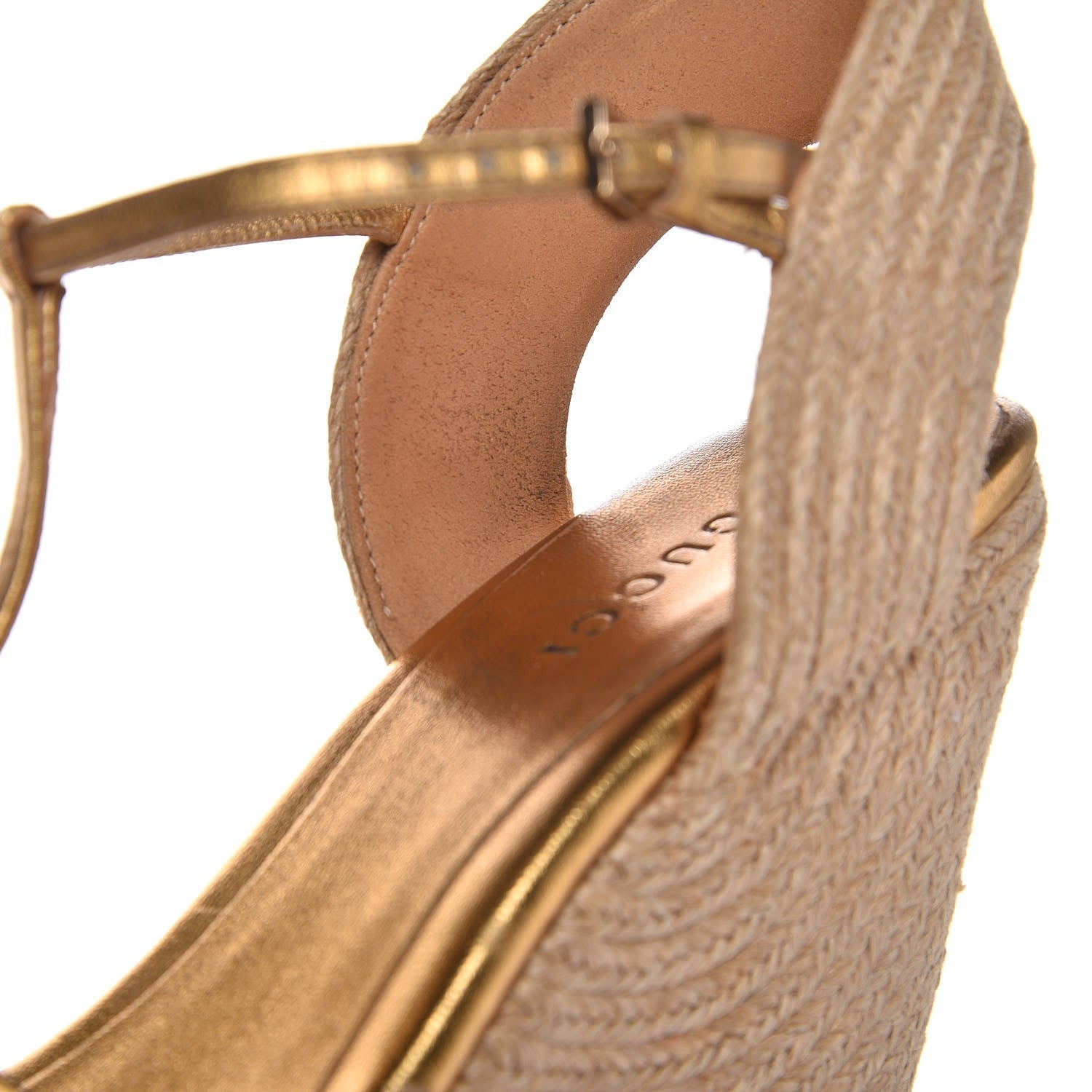 Gucci Nappa Silk Horsebit Espadrille Wedge Sandals 36 New Oro Rutenio 13 of 15