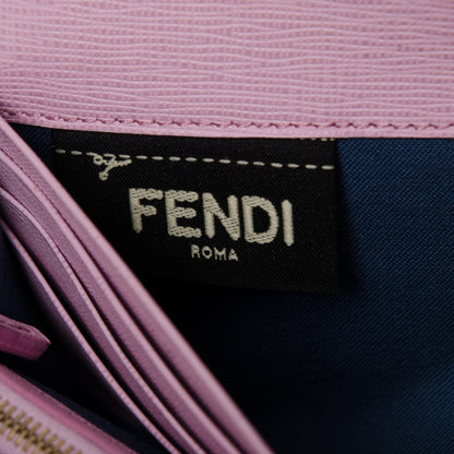 Fendi Vitello Elite Crystal Eye Monster Continental Wallet Cobalt Lavender Pink 7 of 9