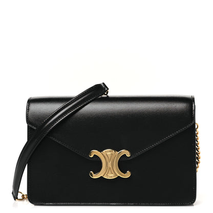 Celine Shiny Calfskin Triomphe Margo Wallet on Chain Black 1 of 11