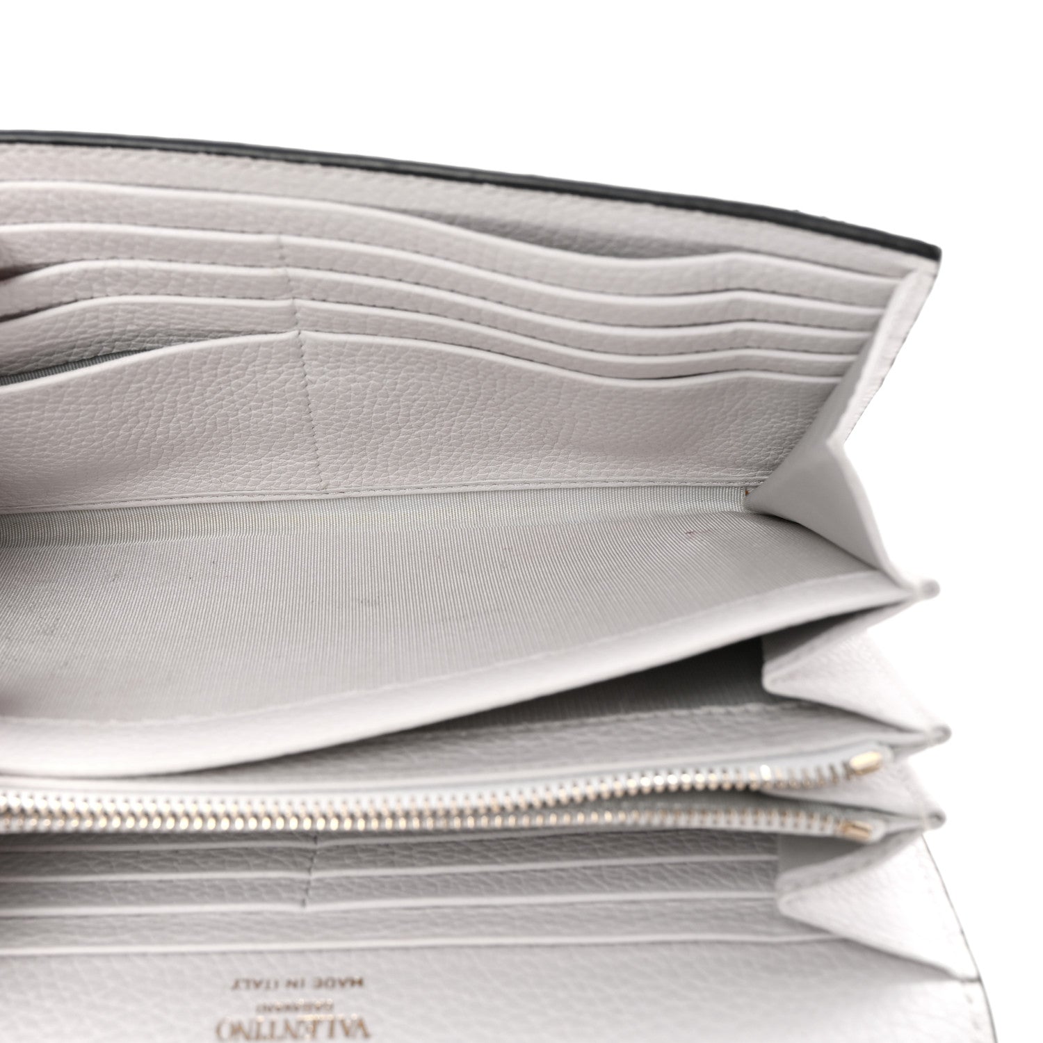 Valentino Garavani Pebbled Calfskin Rockstud Envelope Wallet on Chain White 5 of 9