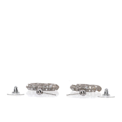 Chanel Baguette Crystal CC Drop Earrings Silver 3 of 4