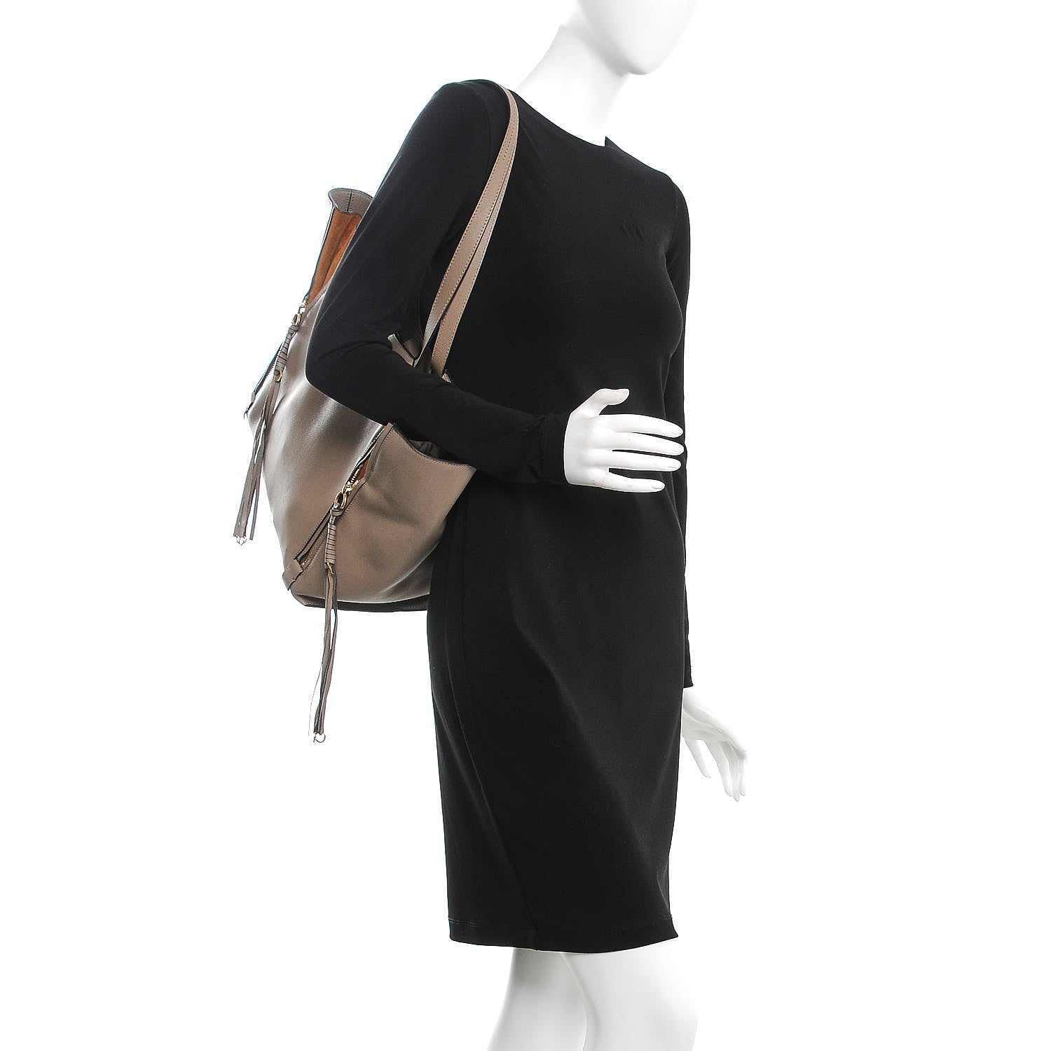 Chloe Smooth Calfskin Medium Milo Shopping Tote Motty Grey 2 of 13