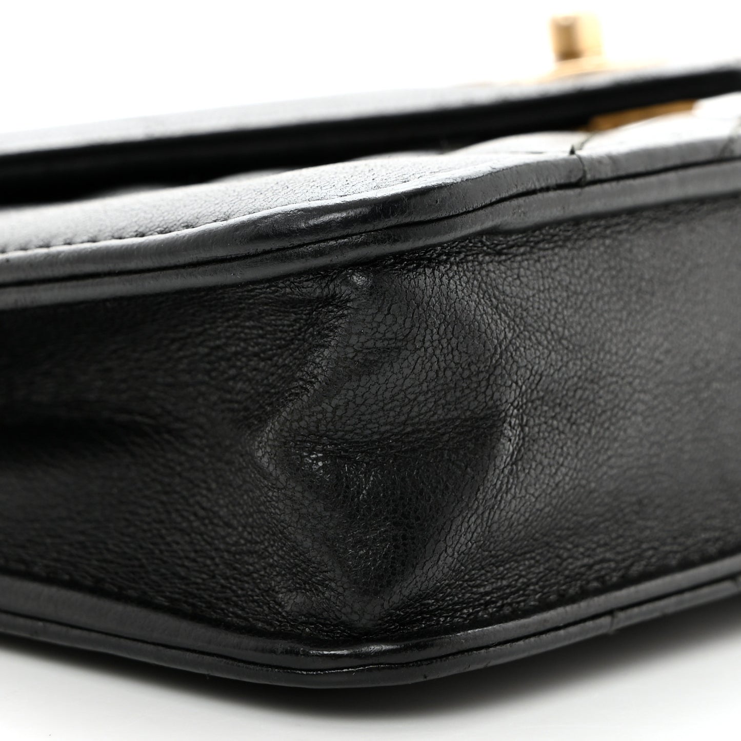 Lambskin Reversed Chevron Quilted Flap Black