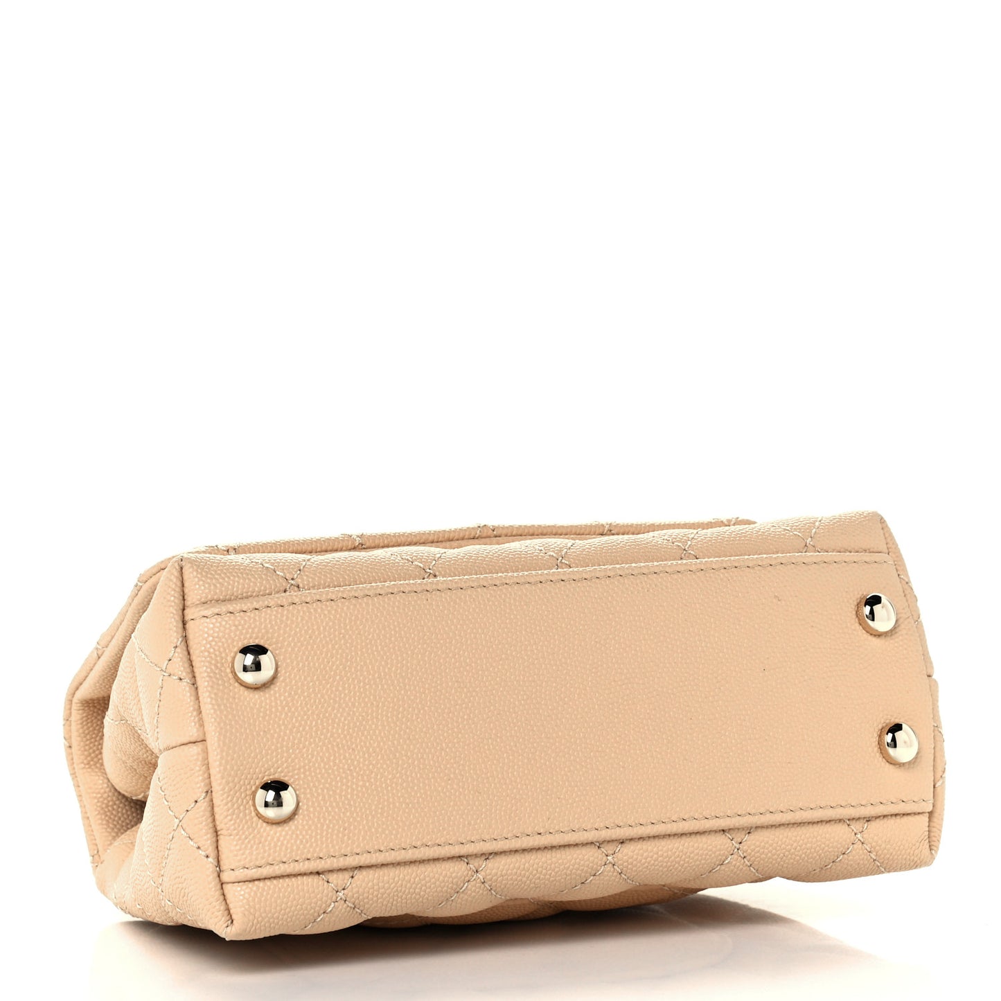 Caviar Lizard Embossed Quilted Extra Mini Coco Handle Flap Beige