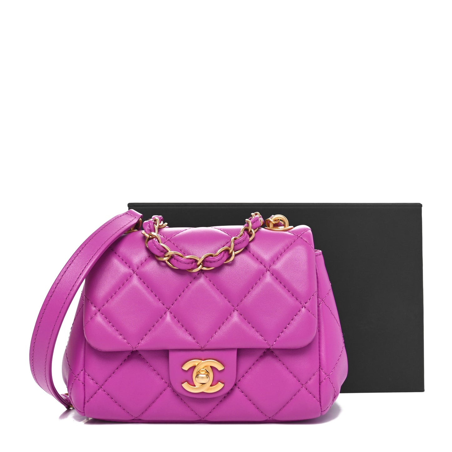 Lambskin Quilted Mini Flap Purple