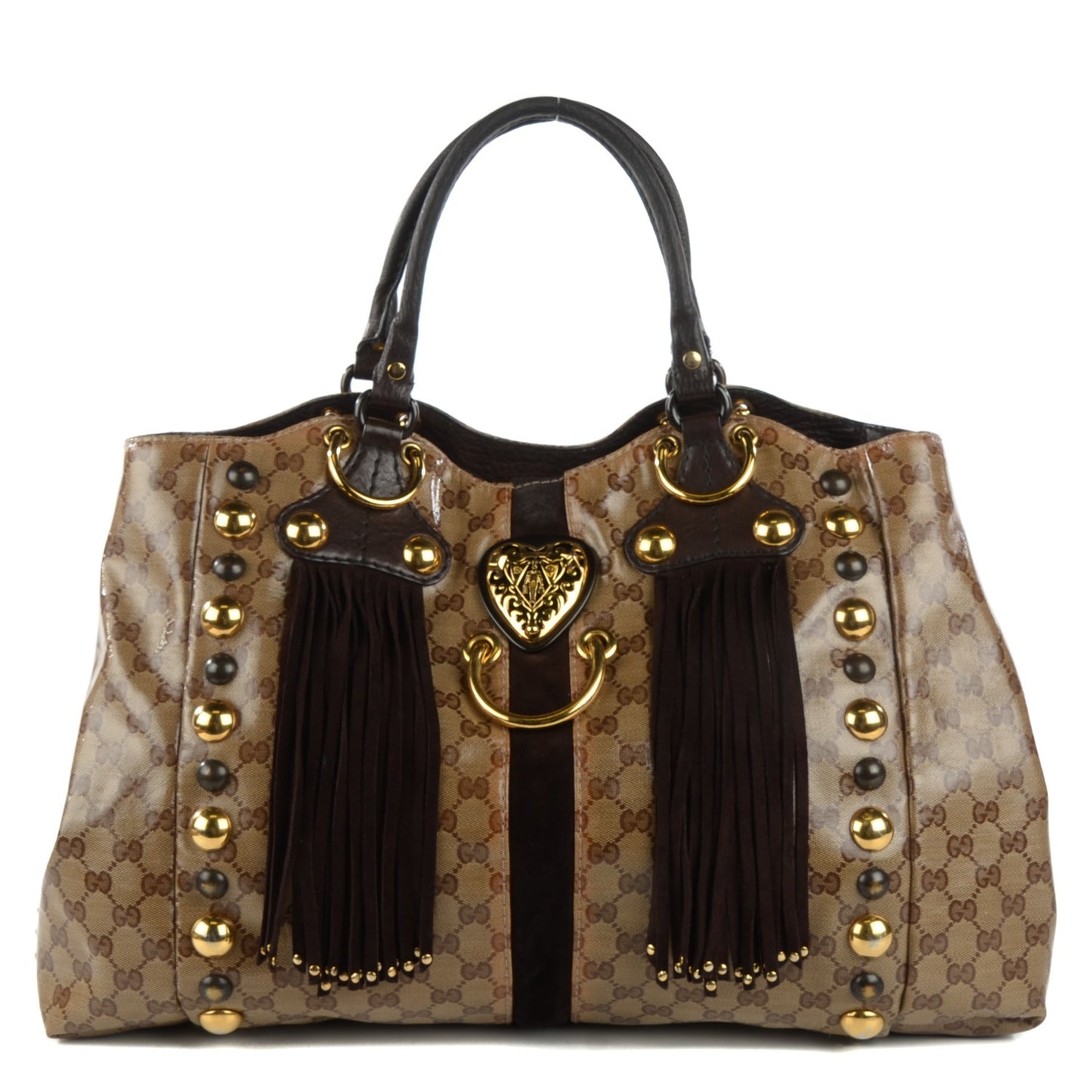 Crystal Monogram Large Babouska Tote Dark Brown