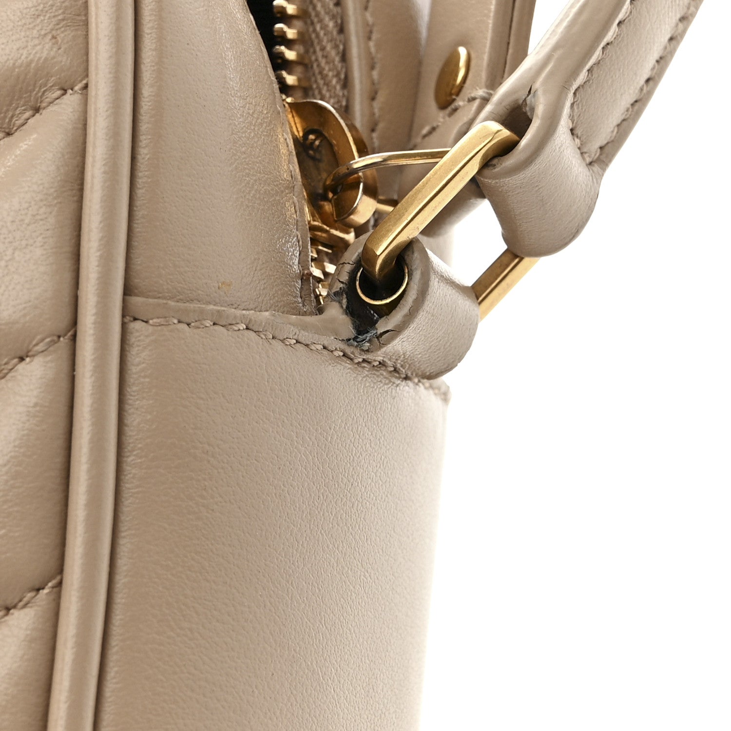 Saint Laurent Calfskin Matelasse Monogram Lou Camera Bag Dark Beige 14 of 14