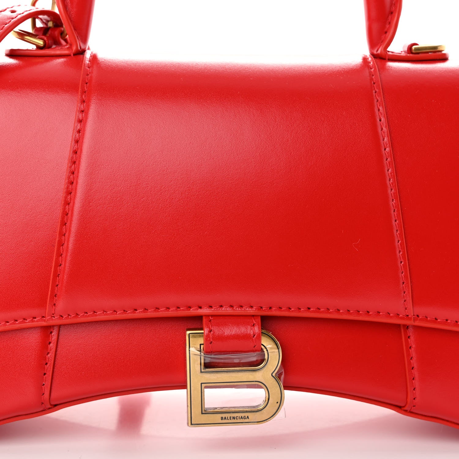 Balenciaga Shiny Box Calfskin Small Hourglass Top Handle Bag Bright Red 7 of 9