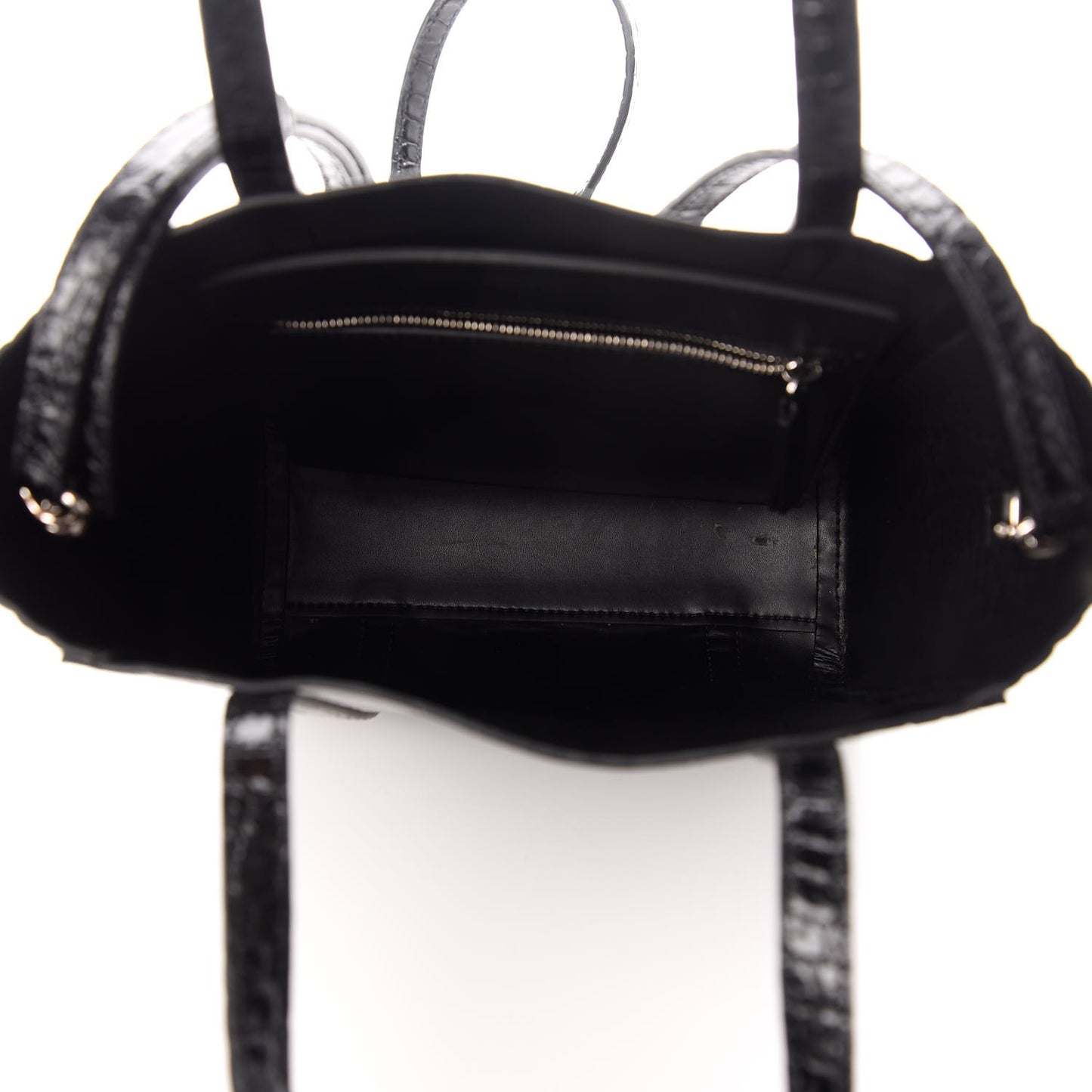 Crocodile Embossed Calfskin Small Everyday Tote Black