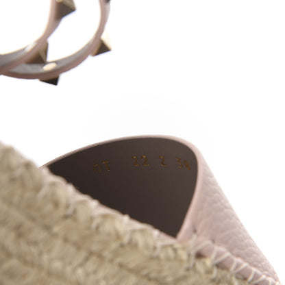 Valentino Garavani Grained Calfskin Rockstud Ankle Wrap Espadrille Flatform Sandals 38 Rose Quartz 7 of 10