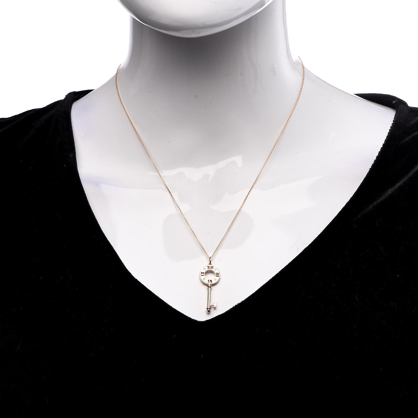 18K Rose Gold Diamond Atlas Pierced Key Pendant Necklace