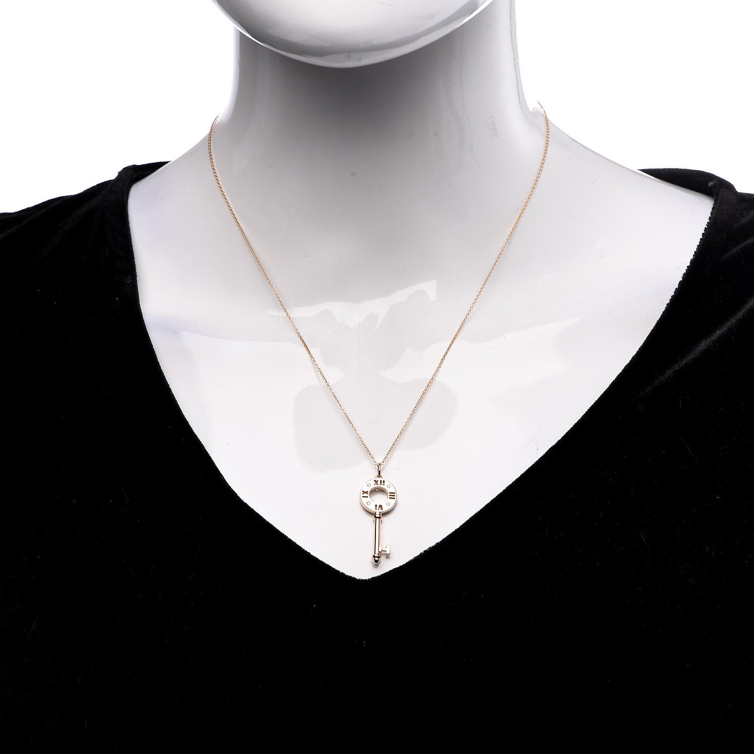 Tiffany 18K Rose Gold Diamond Atlas Pierced Key Pendant Necklace 2 of 8