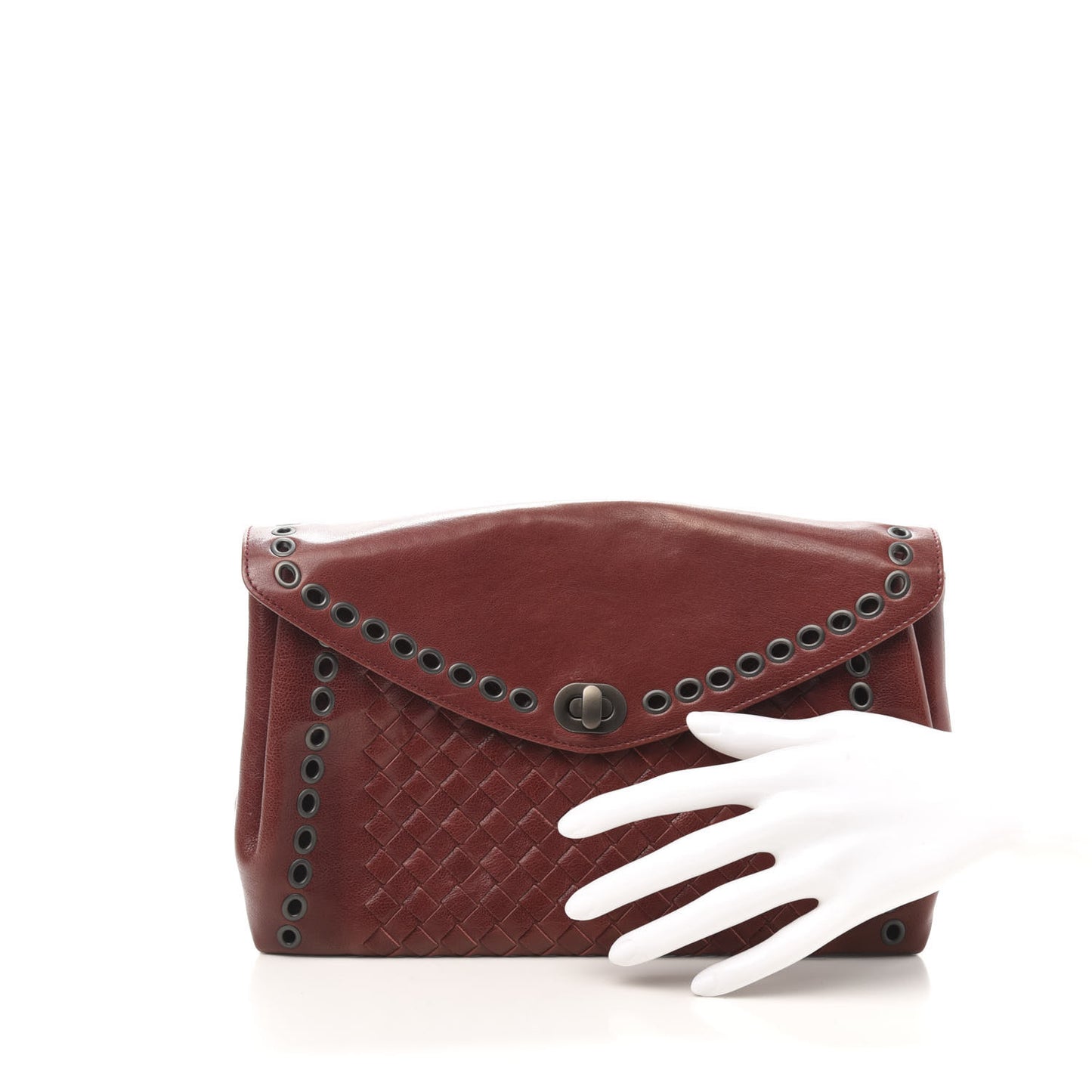 Nappa Intrecciato Grommet Flap Clutch Brique