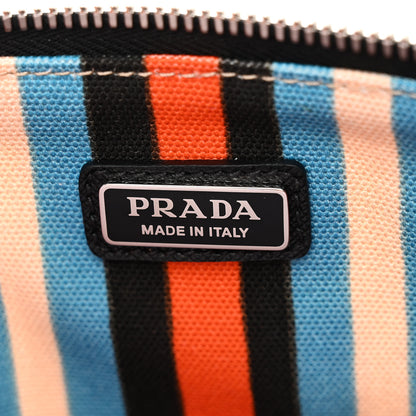 Prada Canvas Baiadera Stripe Wristlet Pouch Arancio 6 of 7