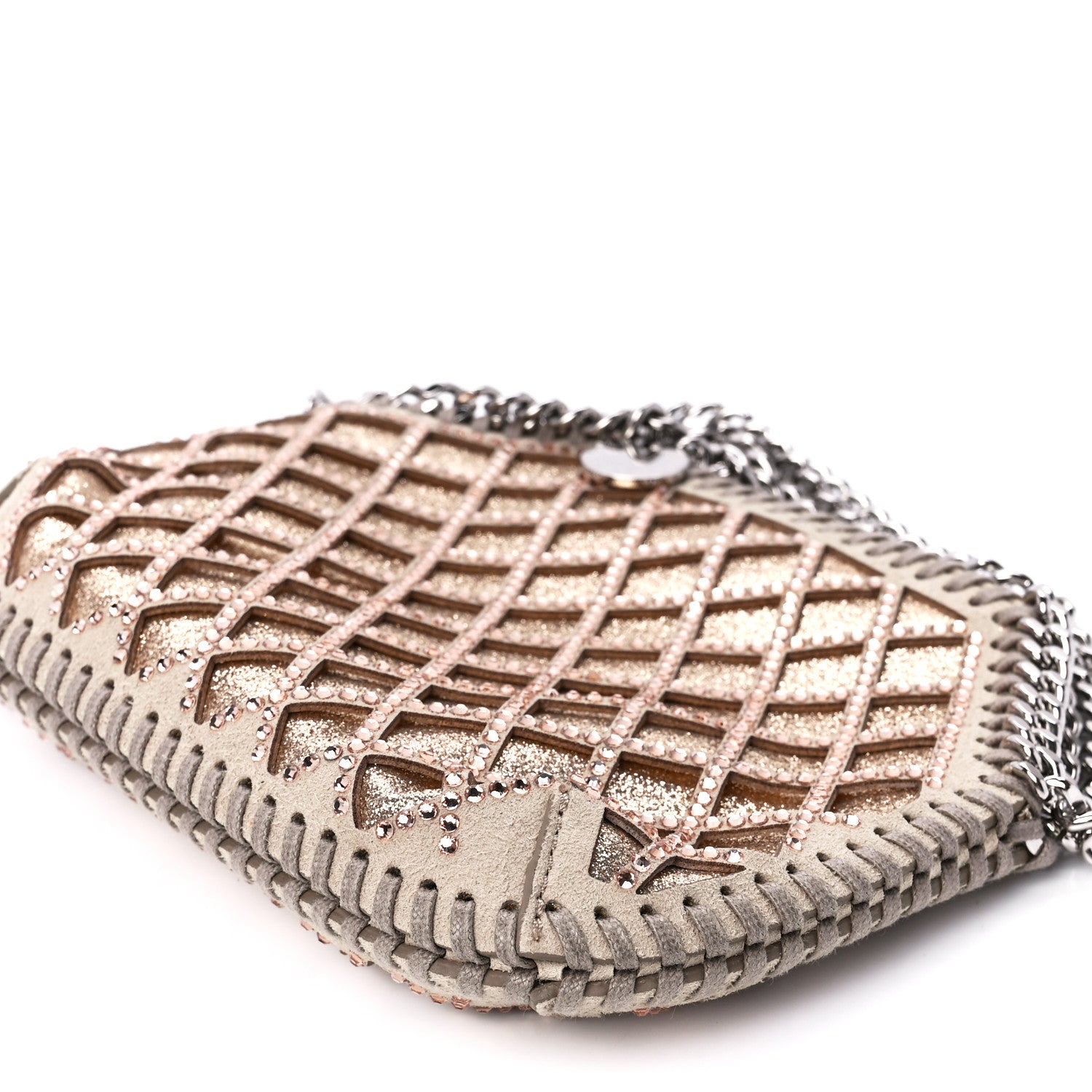 Stella McCartney Metallic Eco Alter Suede Crystal Tiny Falabella Crossbody Bag Blush 10 of 11