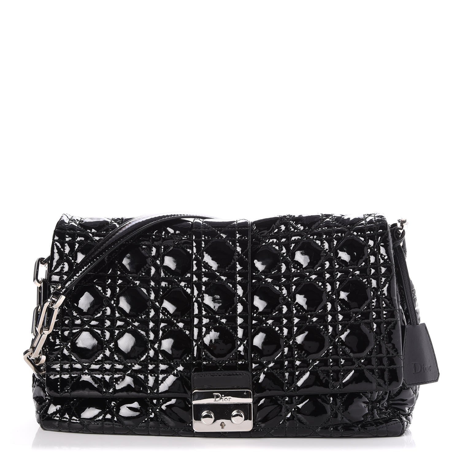 Christian Dior Patent Cannage Large New Lock Flap Black 1 of 7
