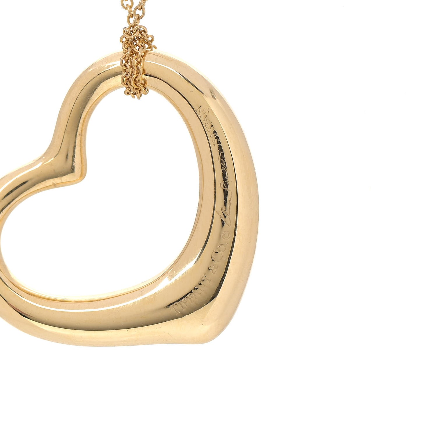 18K Yellow Gold 27mm Elsa Peretti Open Heart Pendant Necklace