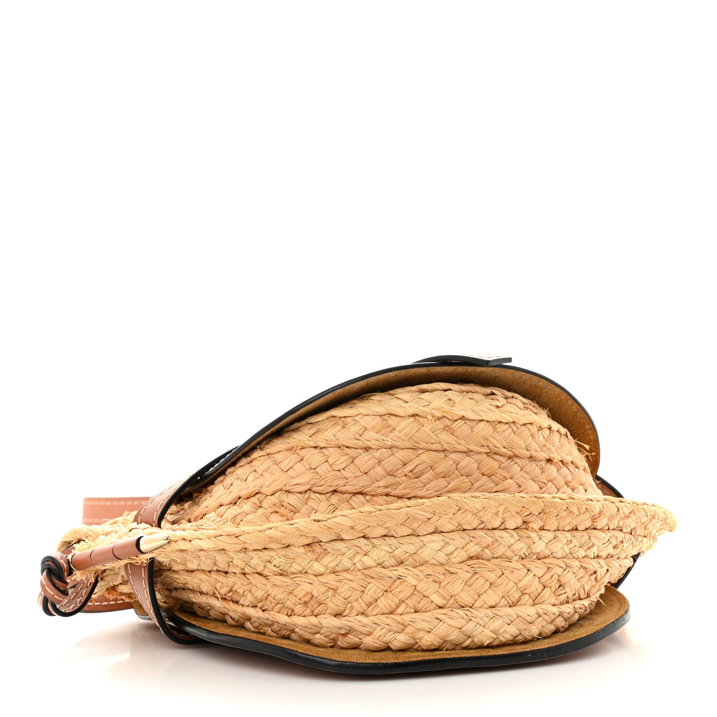 Calfskin Raffia Small Gate Crossbody Bag Natural Tan