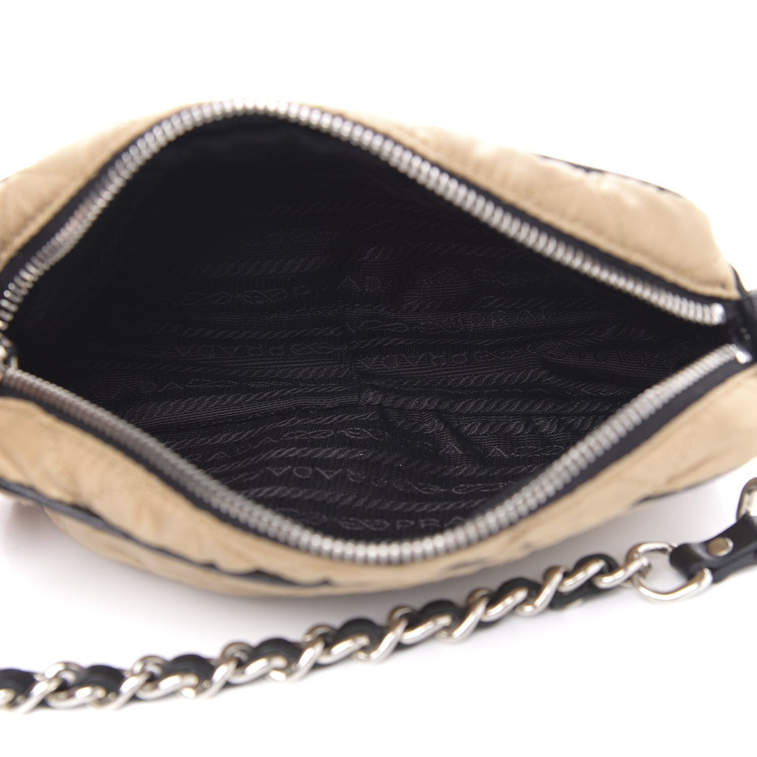 Prada Tessuto Nylon Saffiano Impunturato Quilted Pochette Cammello Black 5 of 9