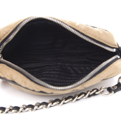 Prada Tessuto Nylon Saffiano Impunturato Quilted Pochette Cammello Black 5 of 9