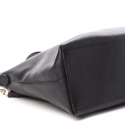 Gucci Pebbled Calfskin Convertible Bamboo Tassel Tote Black 6 of 10