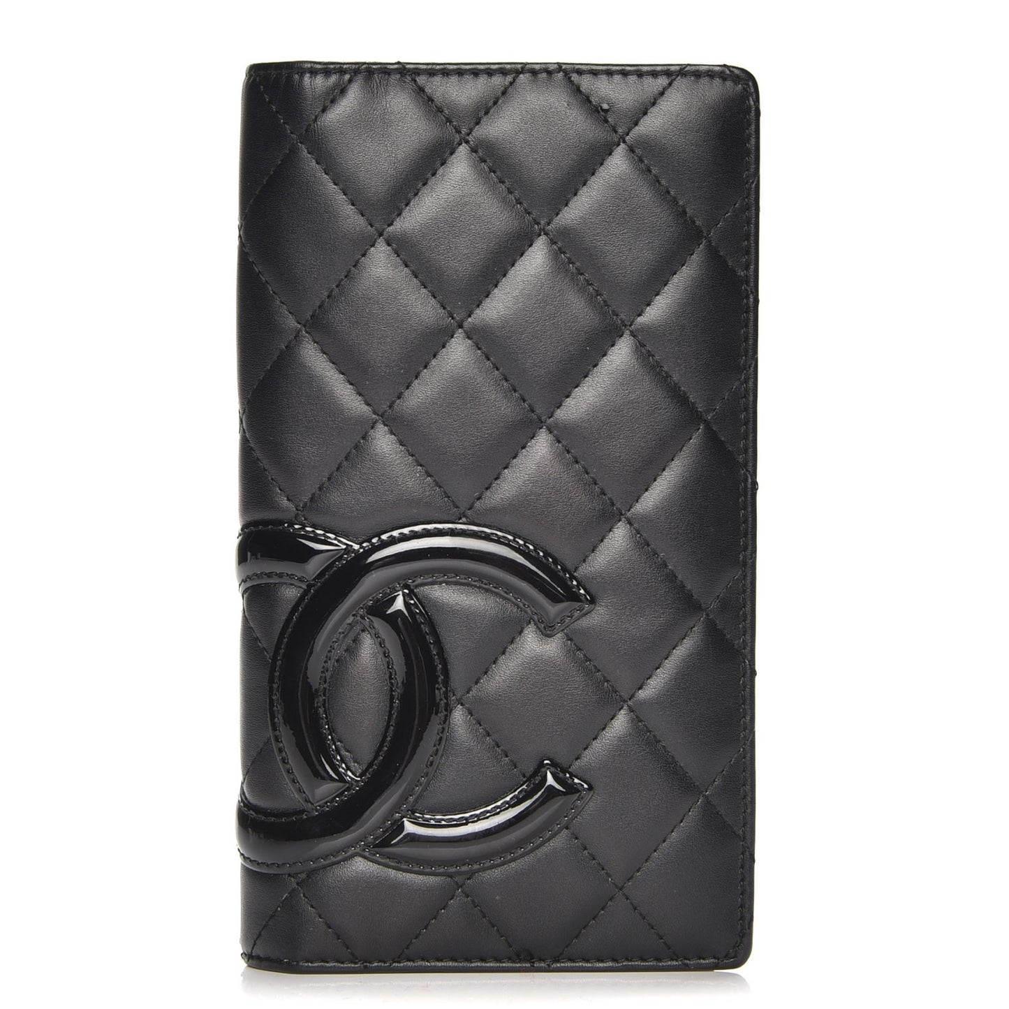 Calfskin Quilted Cambon Yen Wallet Black