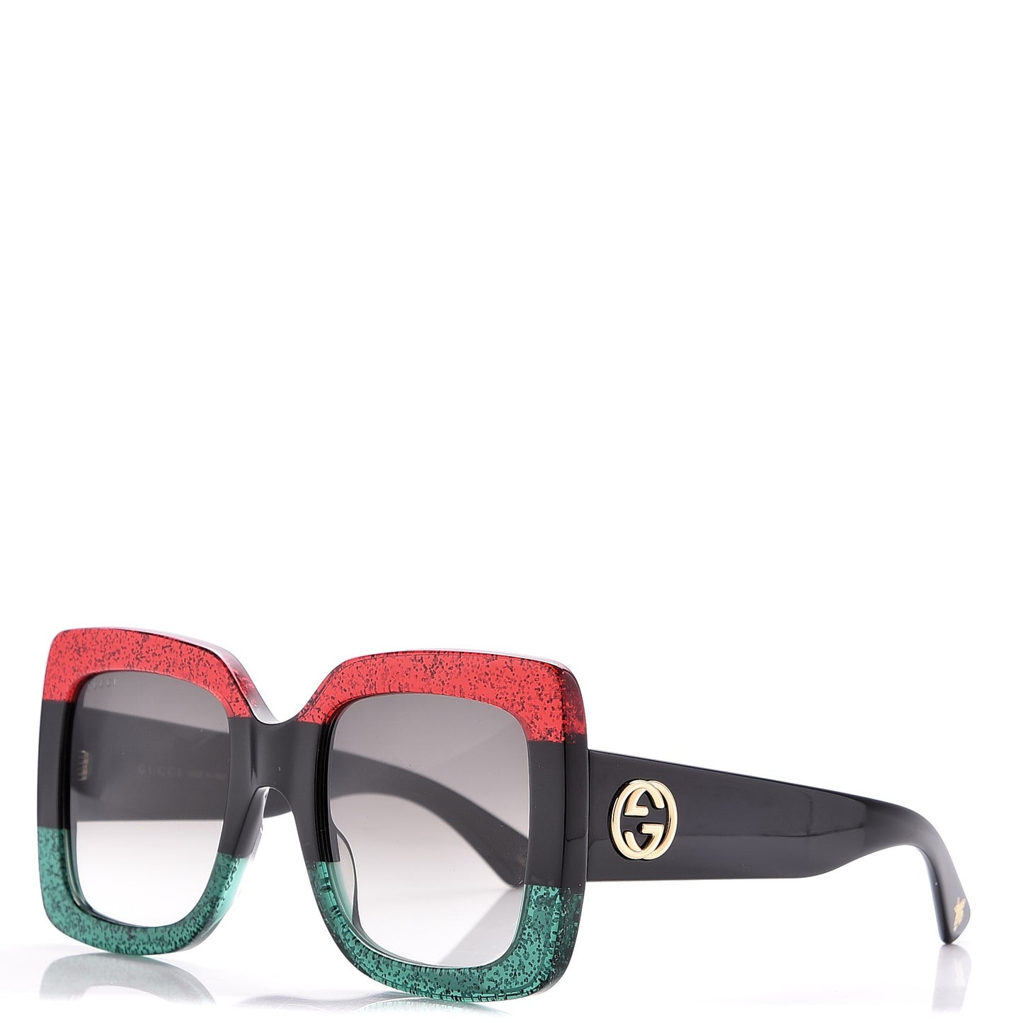 Square Frame GG0083S Sunglasses Glitter Red Black Green