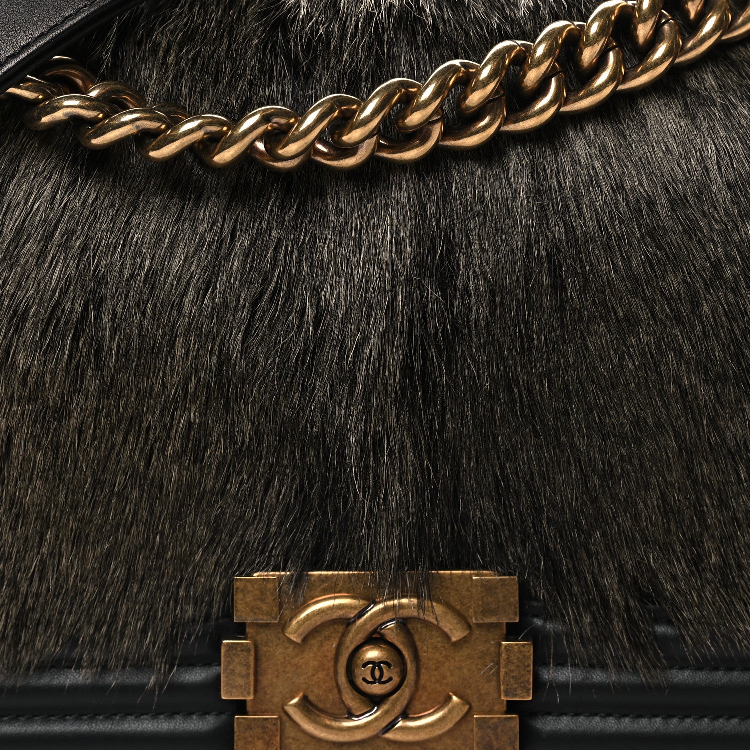 Chanel Fur Calfskin Medium Boy Flap Black 8 of 11