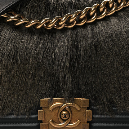 Chanel Fur Calfskin Medium Boy Flap Black 8 of 11