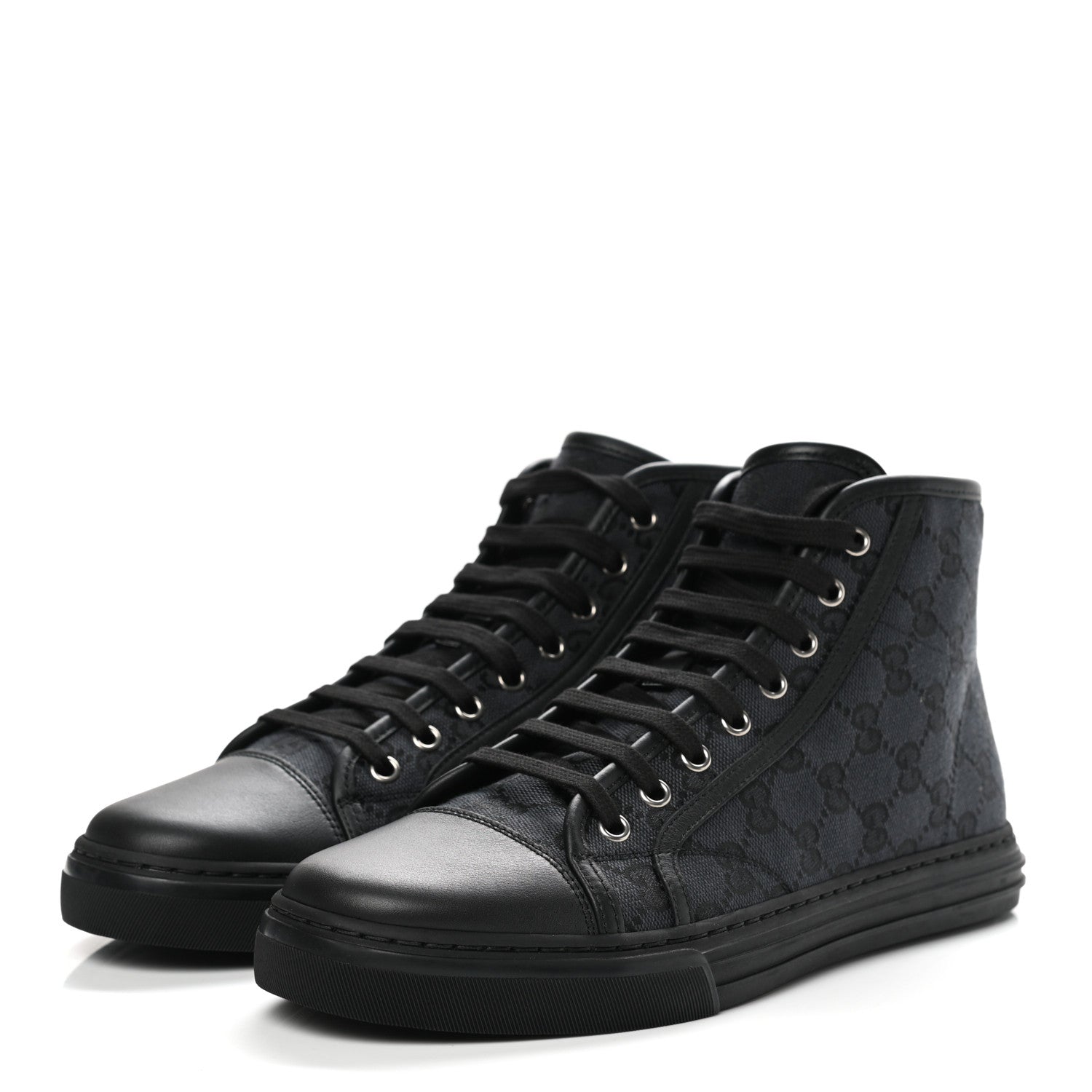 Gucci Monogram Mens High Top Sneakers 6 Black 3 of 9