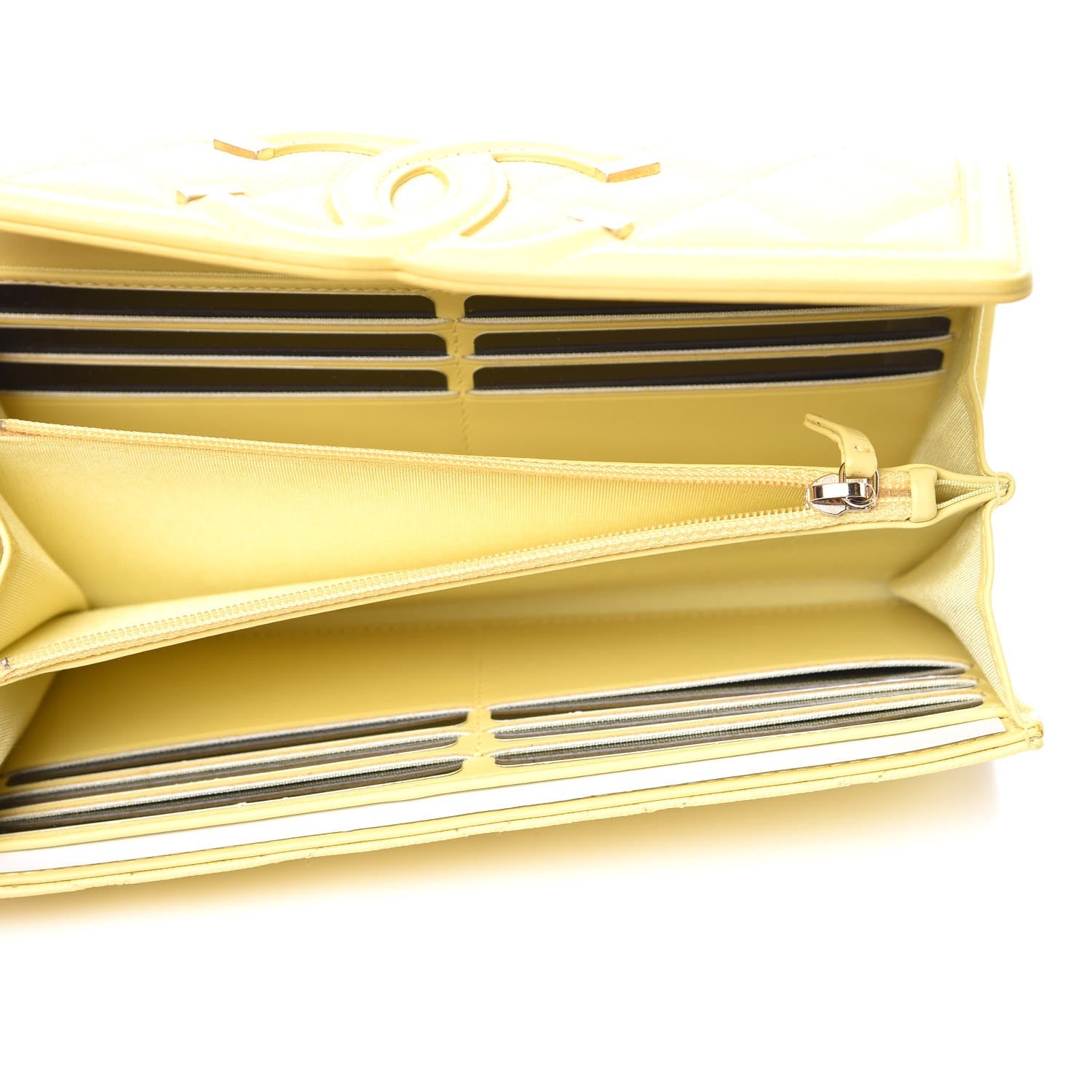 Chanel Caviar Timeless CC Large Gusset Flap Wallet Yellow 5 of 8