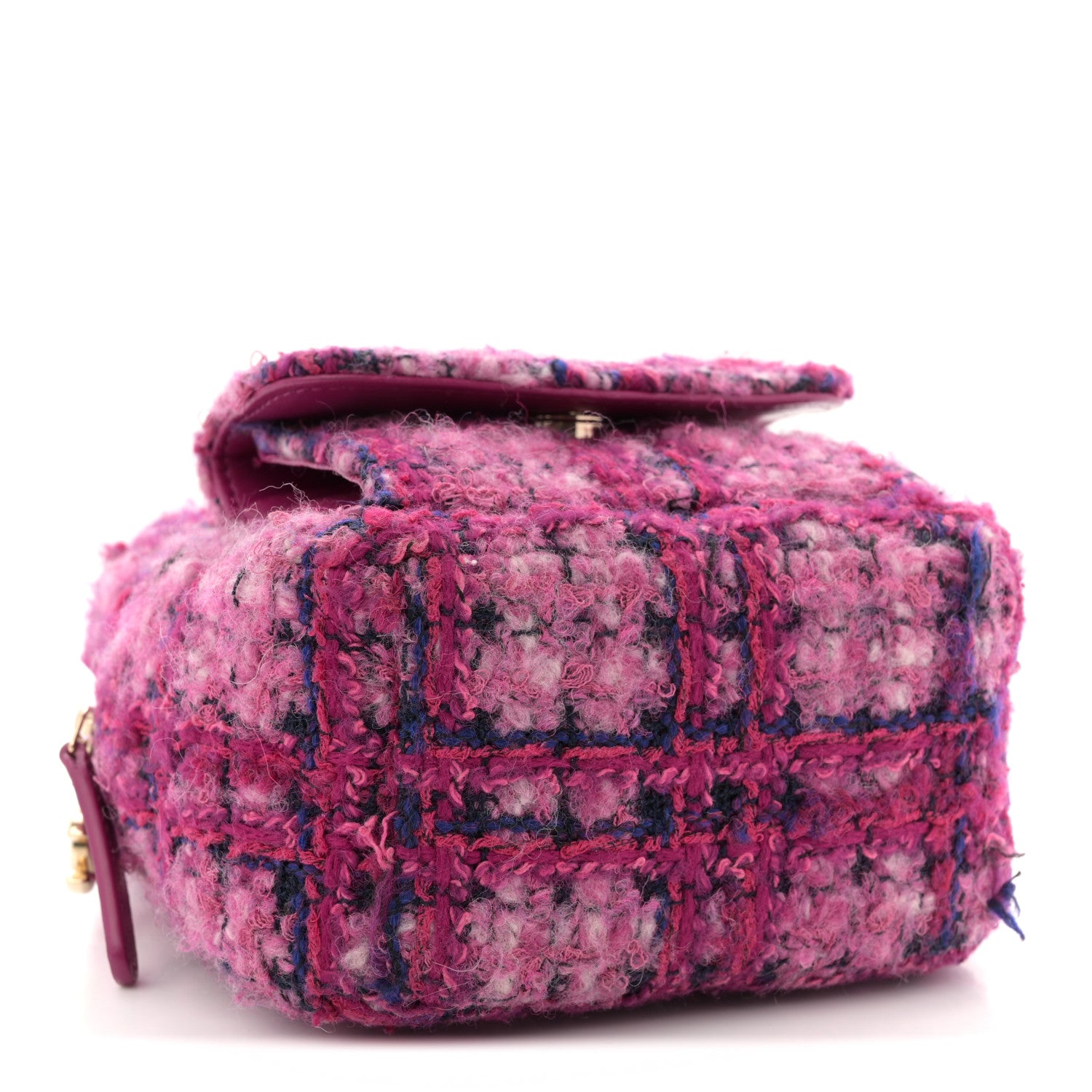 Chanel Tweed Quilted CC Mini Classic Backpack Fuchsia Navy 4 of 12