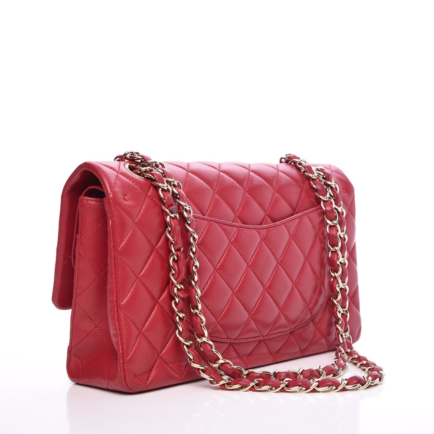 Lambskin Quilted Medium Double Flap Dark Pink