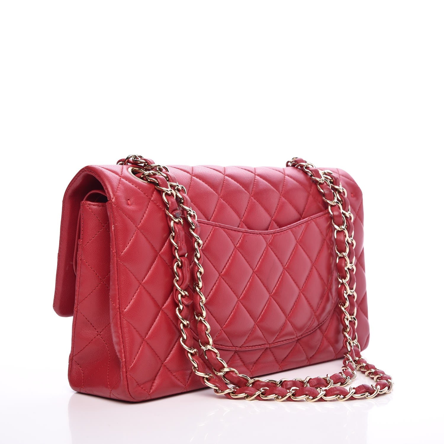 Chanel Lambskin Quilted Medium Double Flap Dark Pink 3 of 8