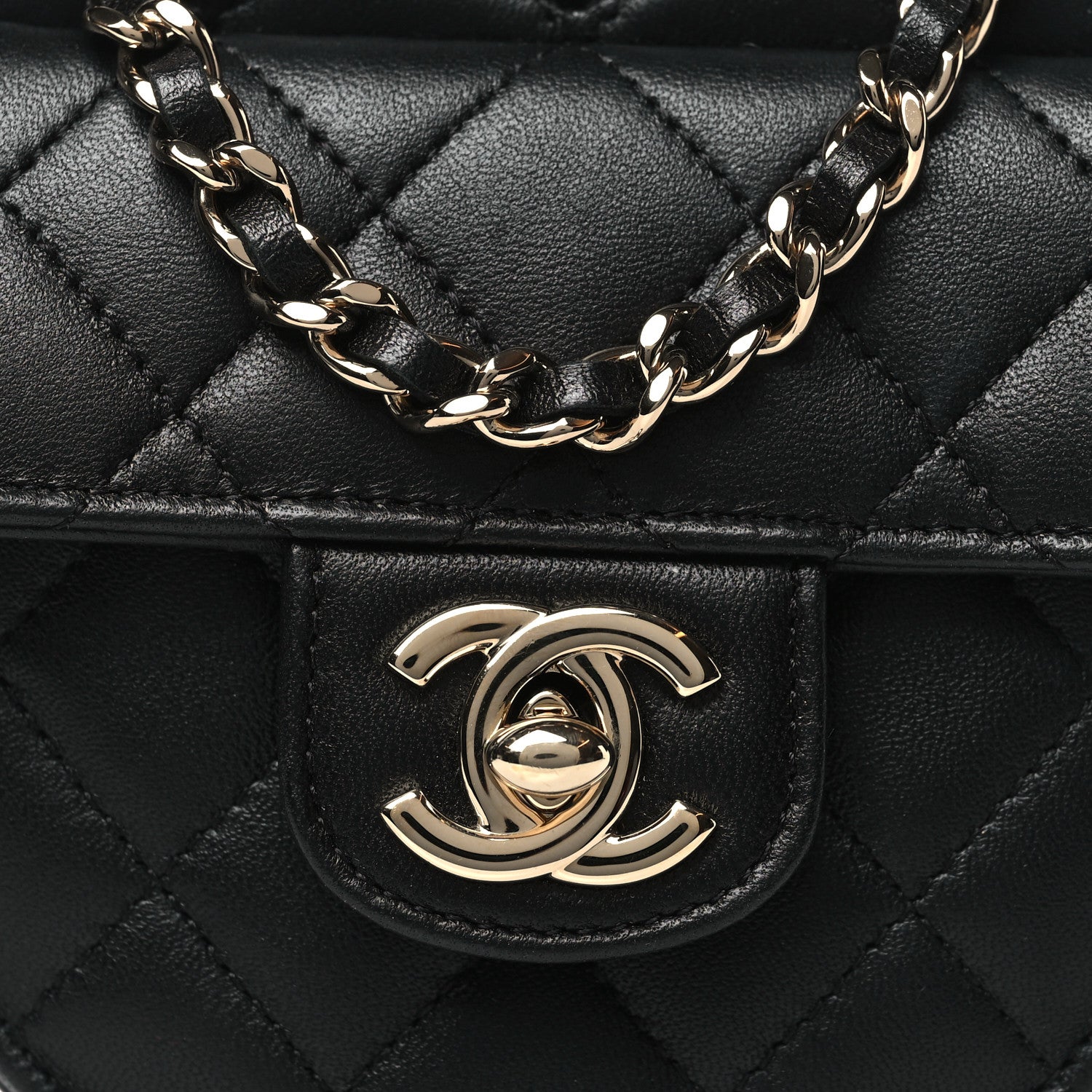 Chanel Lambskin Quilted CC In Love Heart Clutch With Chain Black 8 of 9