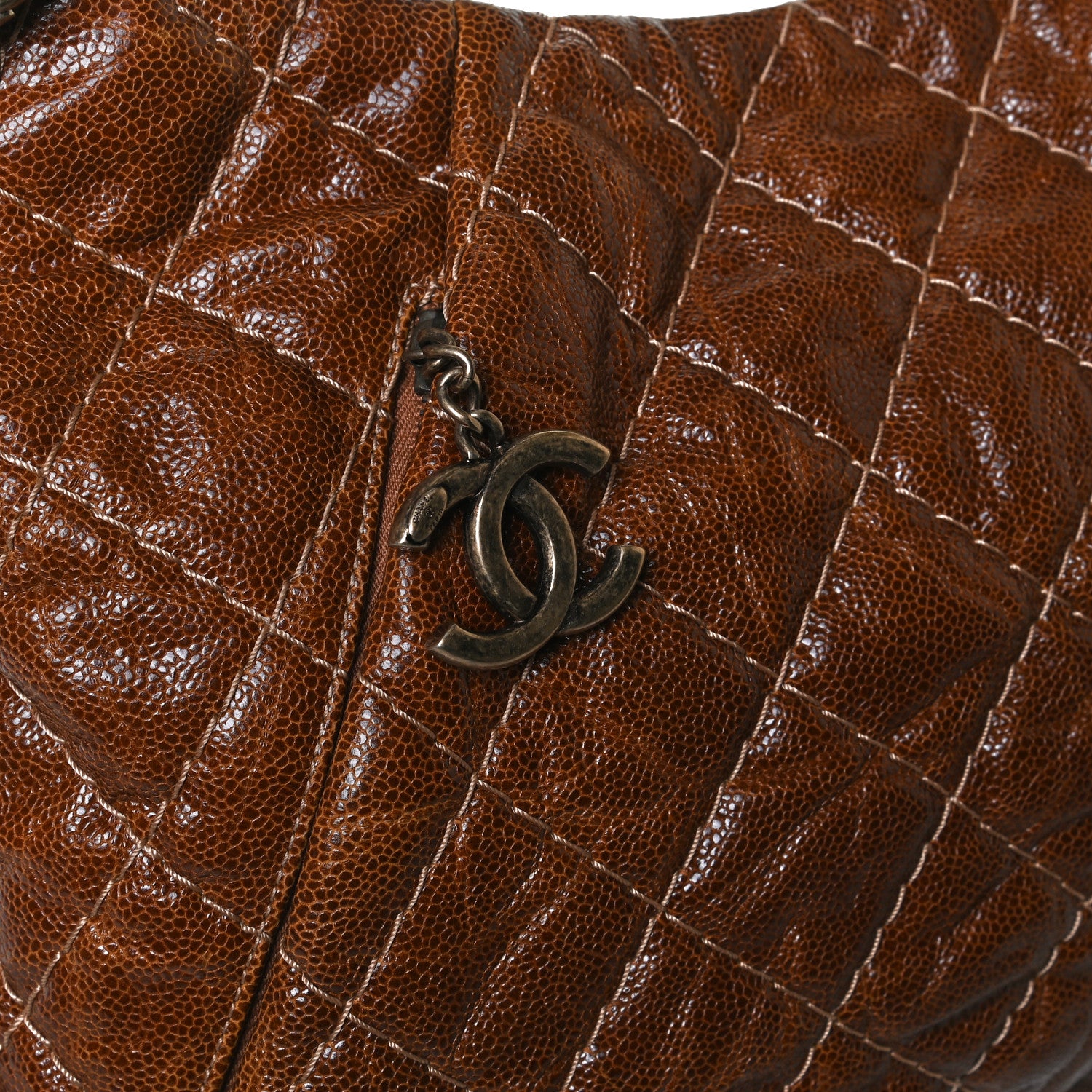 Chanel Crumpled Grained Calfskin Coco Pleats Hobo Brown 12 of 17