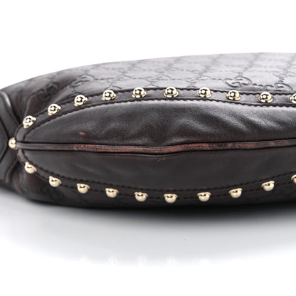 Gucci Calfskin Embossed Monogram Studded Pelham Messenger Bag Dark Brown 9 of 14