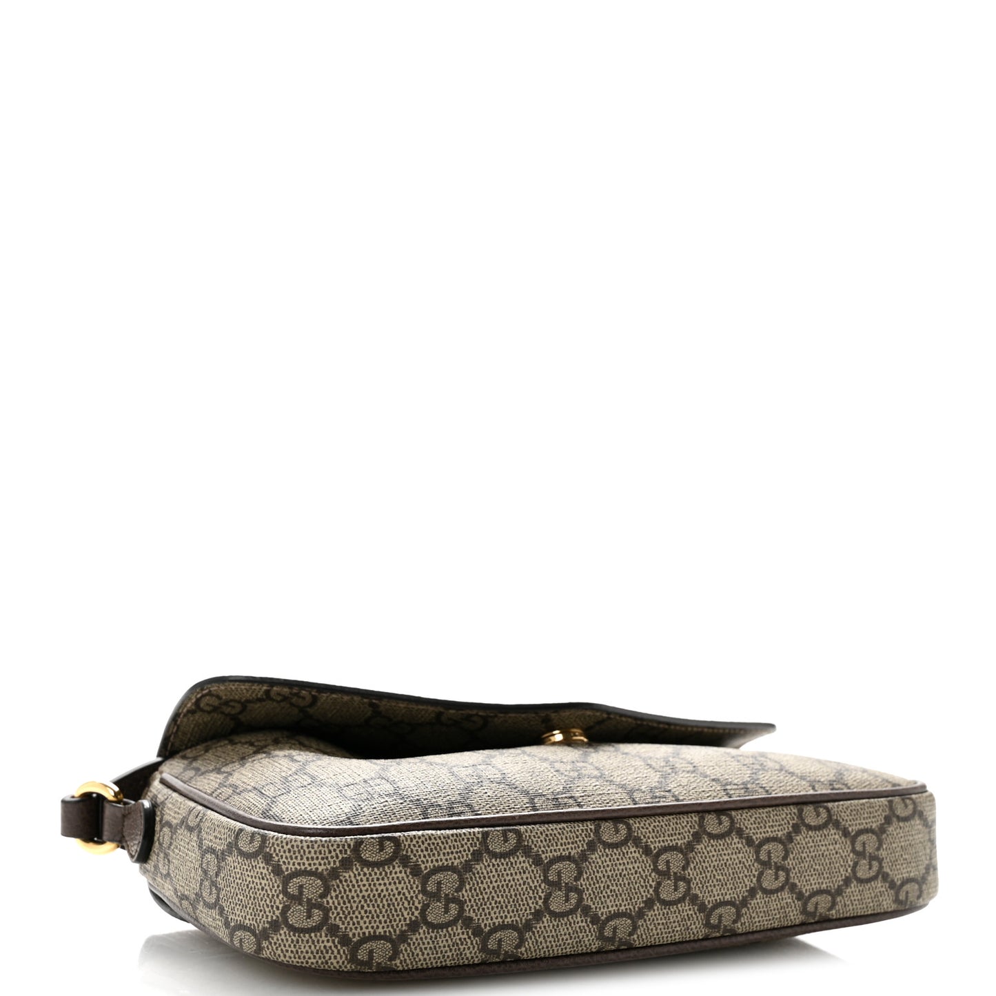 GG Supreme Monogram Textured Dollar Calfskin Web Mini Ophidia Envelope Shoulder Bag Beige Ebony New Acero