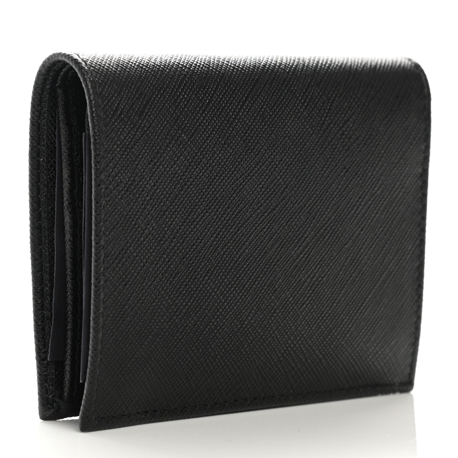 Prada Saffiano Triangle Bi-Fold Wallet Black 3 of 9