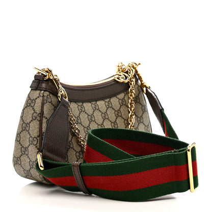 Gucci GG Supreme Monogram Textured Dollar Calfskin Web Small Ophidia GG Handbag Beige Ebony New Acero 3 of 17