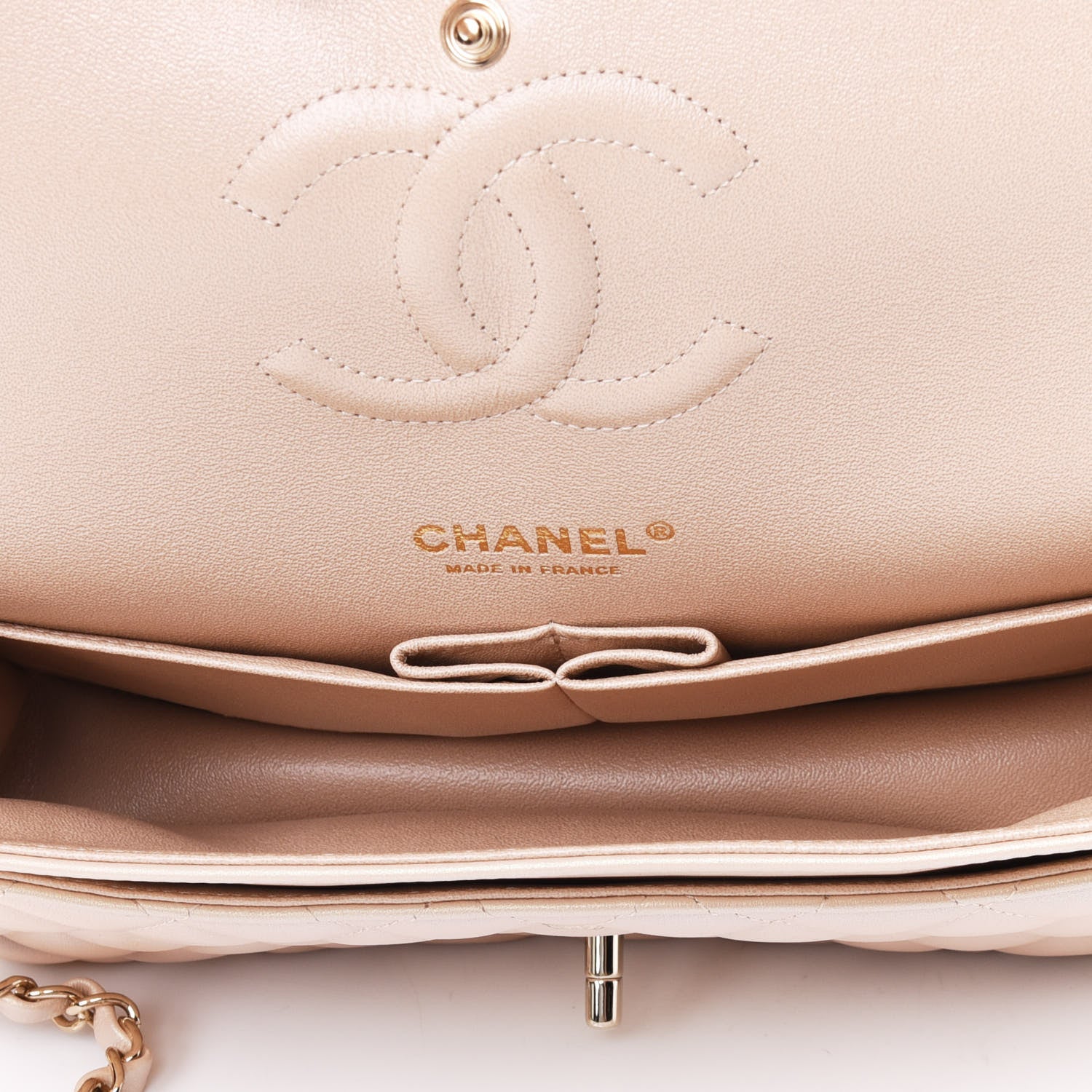 Chanel Iridescent Calfskin Quilted Medium Double Flap Beige 4 of 4