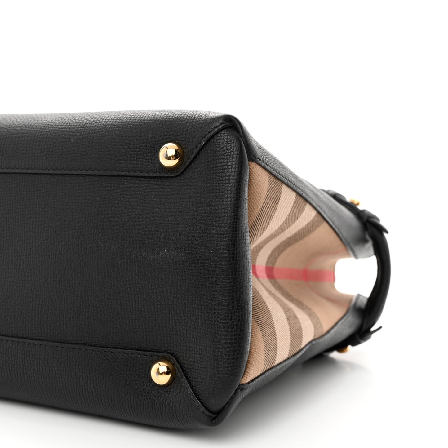 Grainy Calfskin House Check Medium Banner Tote Black