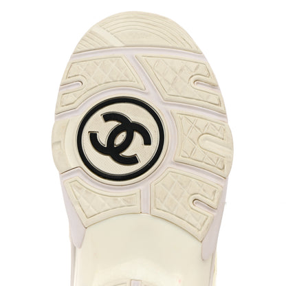 Chanel Suede Calfskin Fabric CC Sneakers 38 White 8 of 21